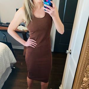 Bar III (Bar Three) Mocha Ribbed MIDI Dress